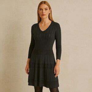 Vicedomini V Neck Knitwear Midi Dress Long Sleeves